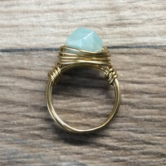 Amazonite ring - 14k gold filled, blue gemstone ring - Picture 1 of 6